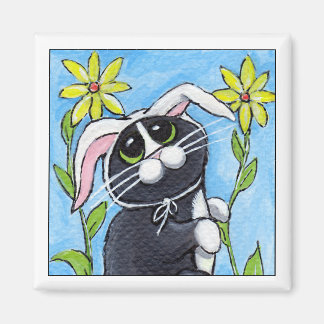 Ssh... Je chasse les lapins ! - Aimant de chat