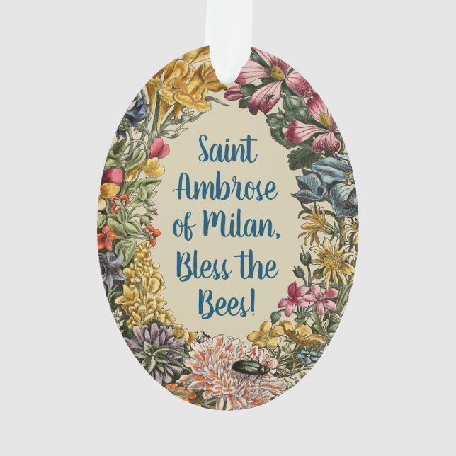 St. Ambroise de Milan avec des fleurs, des abeille (dos)