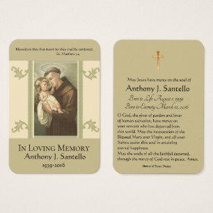 St Anthony Baby Jesus Funeral Memorial Carte Saint