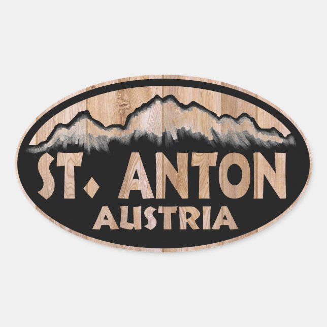 St. Anton Autriche en bois signe oval autocollants (Devant)