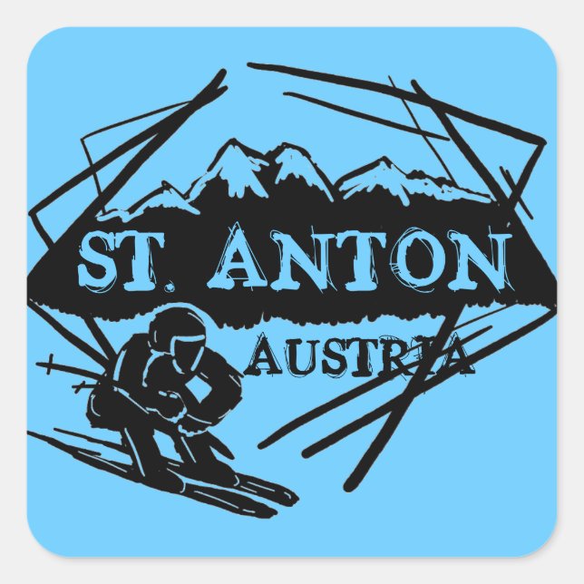 St. Anton Autriche logo bleu ski autocollants (Devant)