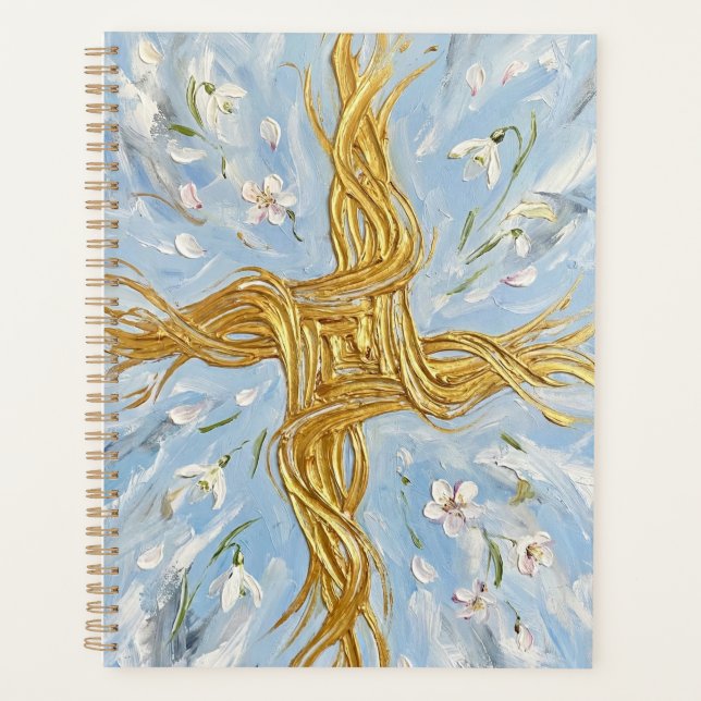 St Brigid's Cross Snowdrops Golden Imbolc Art (Devant)