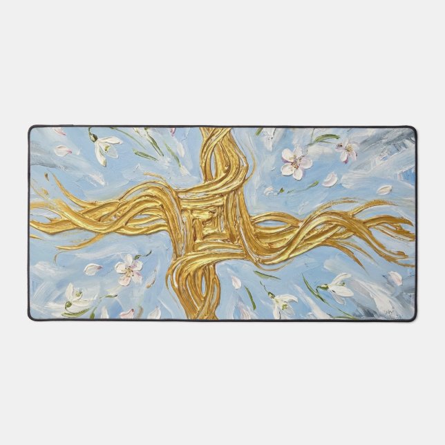 St Brigid's Cross Snowdrops Golden Imbolc Art (Recto)