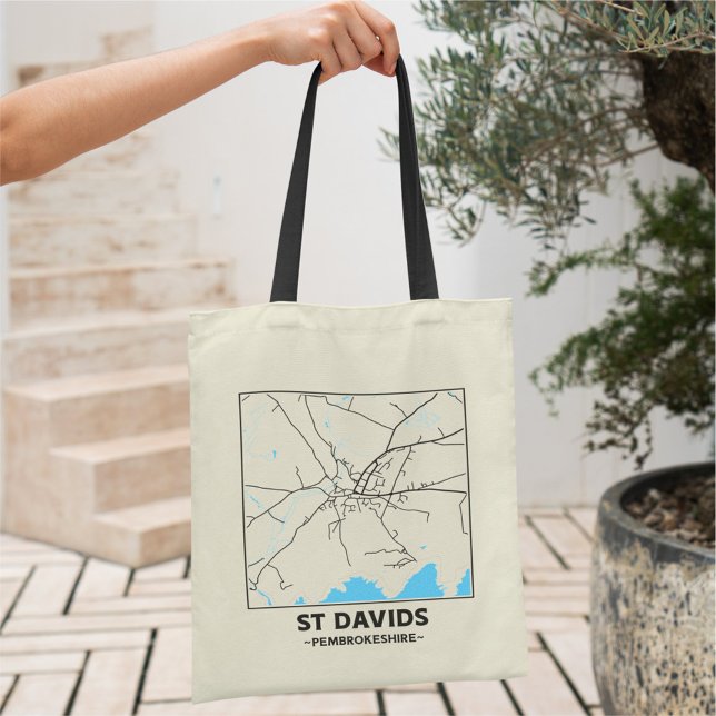 St Davids, Pembrokeshire City Map Tote Bag (Créateur téléchargé)