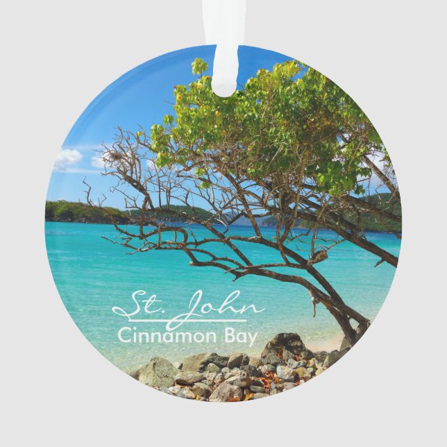 St. John Cinnamon Bay Beach Round Ornament (dos)