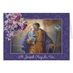 St Joseph Baby Jesus Lavender Floral