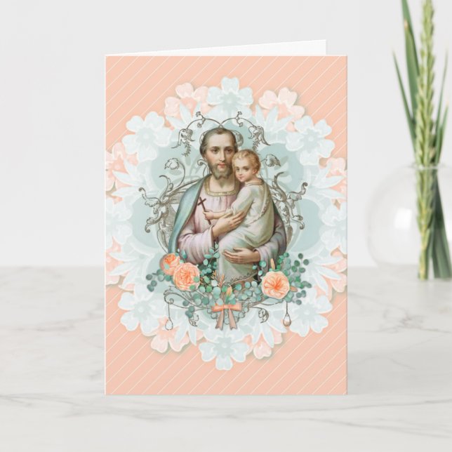 St. Joseph Jesus Religieux Floral Carte Vintage (Devant)