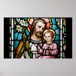 St. Joseph Vitrail Poster de Jésus Religieux