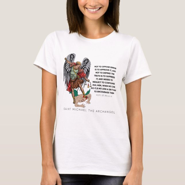 St. Michael l'archange T-shirt Tee catholique (Devant)