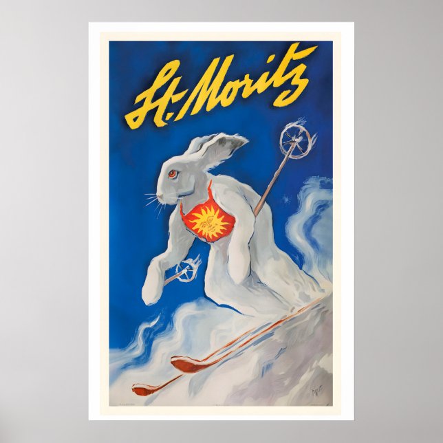 St Moritz Suisse Affiche Vintage Ski (Devant)