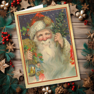 St Nicholas vintage avec Jouets Carte de Noël