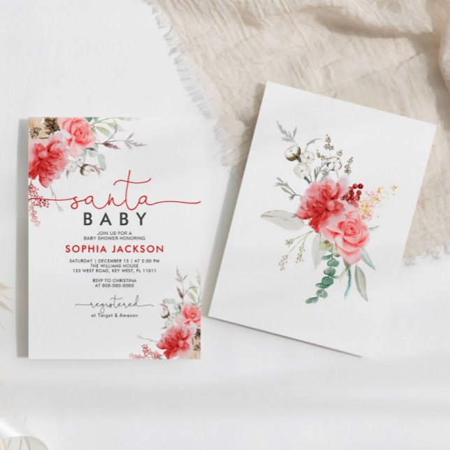 St Noël Berry Père Noël Baby shower Invitation (Créateur téléchargé)