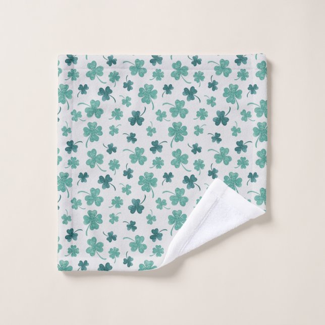 St patrick de Shamrock d'aquarelle de menthe (Gant de toilette)