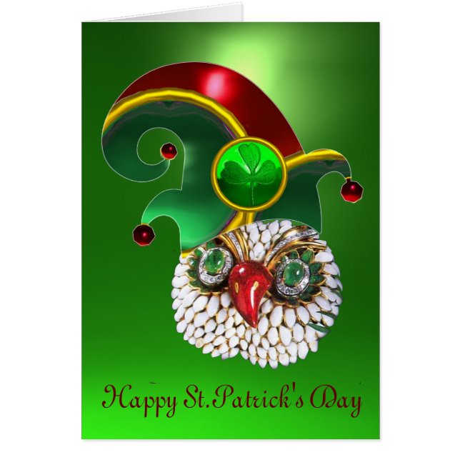 ST PATRICK JEWEL OWL AND  ELF HAT WITH SHAMROCK (Devant)