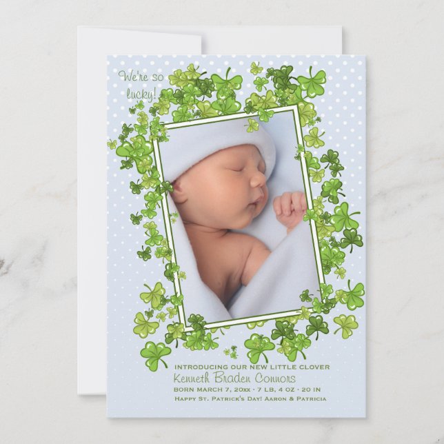 St. Patrick's Baby boy Faire-part de naissance pho (Devant)