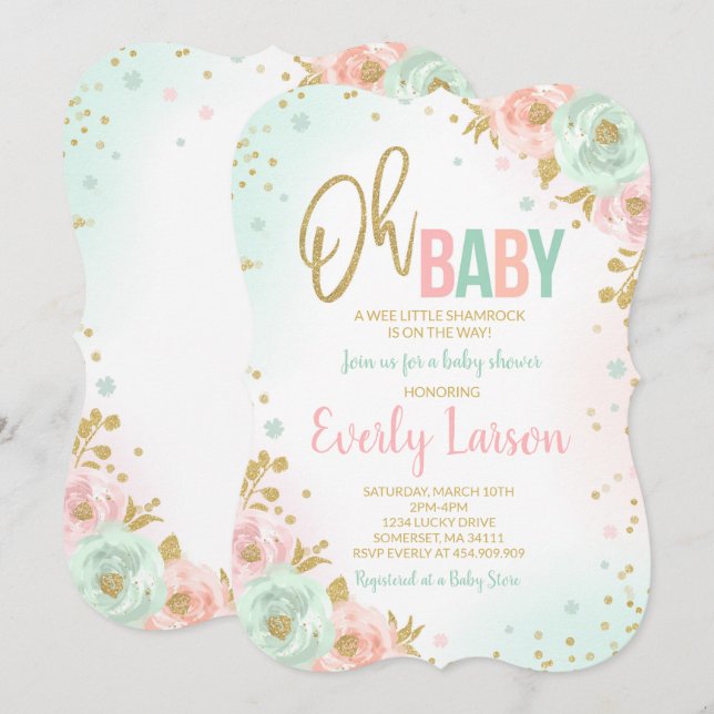 St. Patrick's Baby shower Invitation Irlandaise Do (Devant / Derrière)