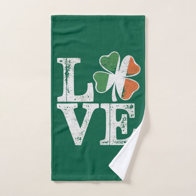 St Patricks Day Amour Chanceux Trèfle Irlandais Ve (Serviette à main)