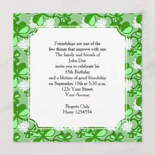 St. Patrick's Day Anniversaire Fête Invitation