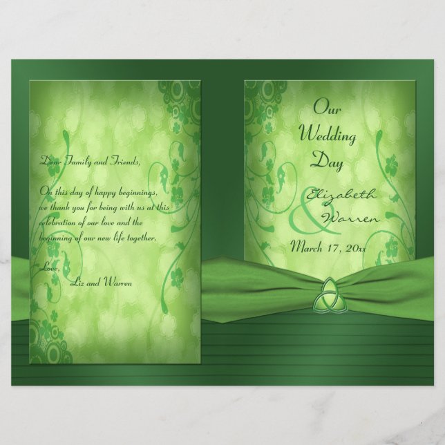 St. Patrick's Day Celtic Love Knot Wedding Program (Devant)