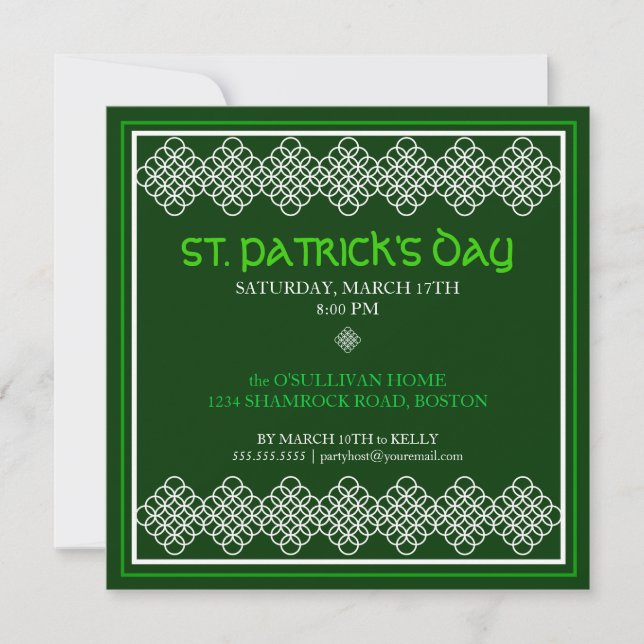 St. Patricks Day Celtic Motif Party Invitation (Devant)