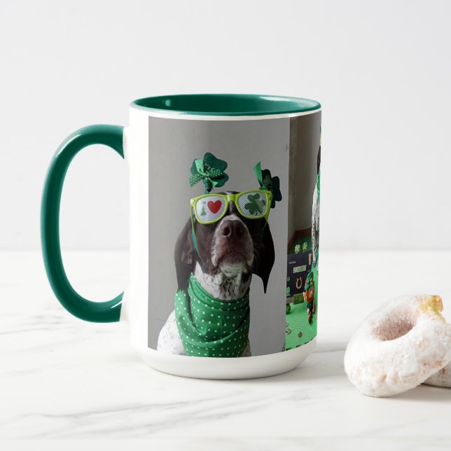 St. Patrick's Day Dogs Party 15 oz Combo Mug (Avec donut)