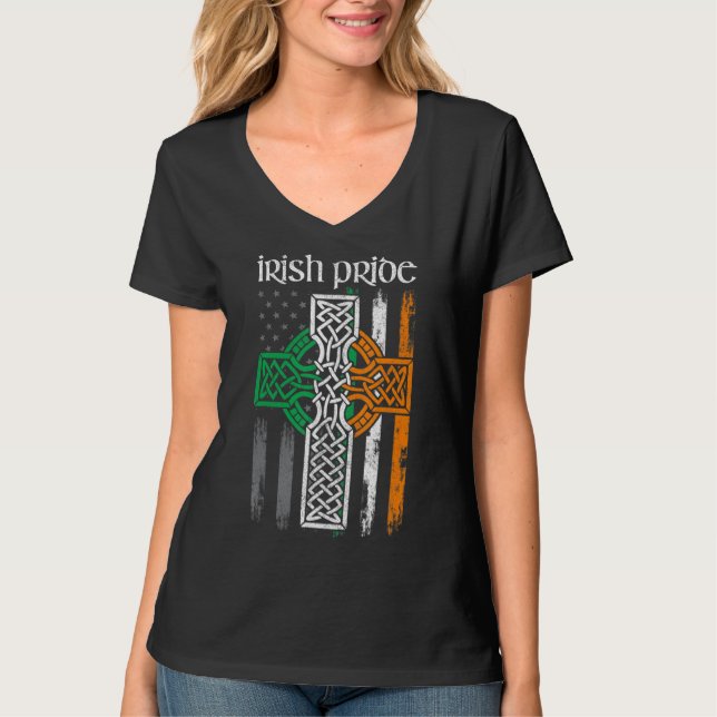 St Patricks Day Drapeau Irlandais Américain Tshirt (Devant)