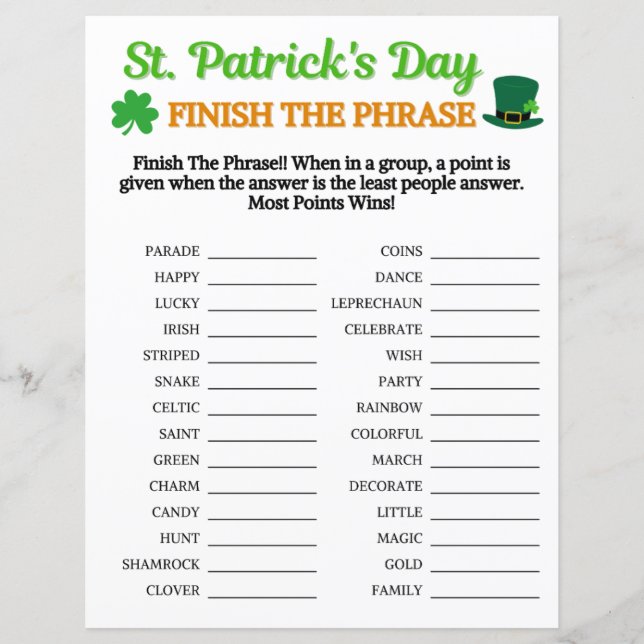 St. Patrick's Day Finish The Phrase Game (Devant)