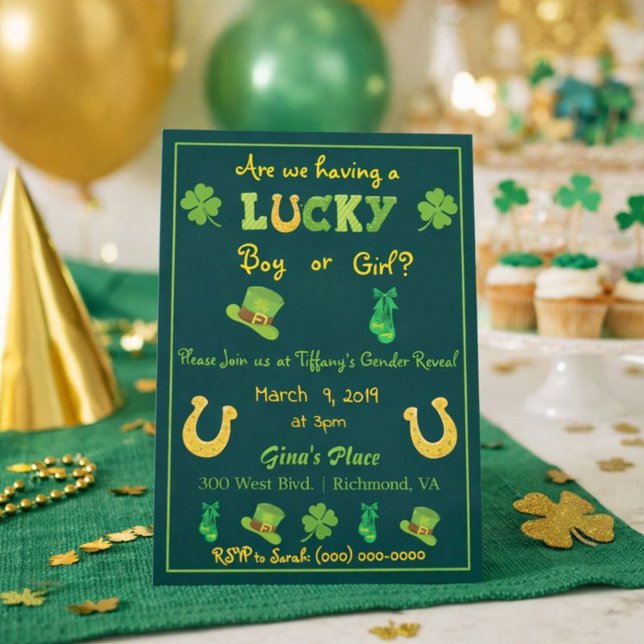 St. Patrick's Day Genre Reveal Invitation tendance (Créateur téléchargé)