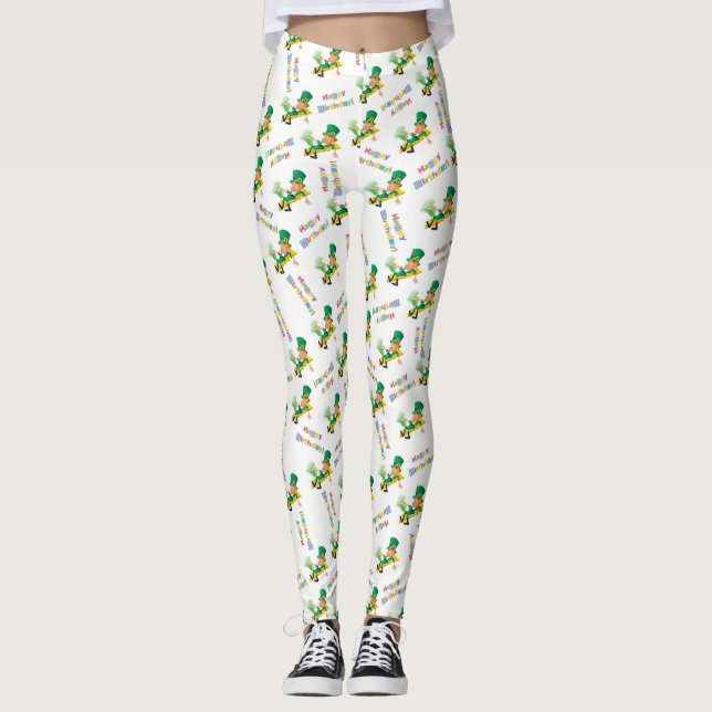 St. Patrick's Day Happy Birthday Leggings (Devant)