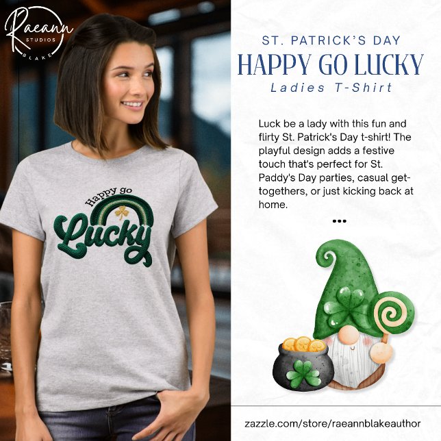 St. Patrick's Day Happy Go Lucky Women's T-Shirt (Créateur téléchargé)