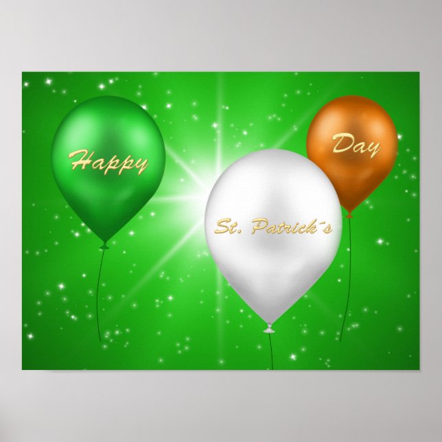 St. Patrick's Day Irish Balloons - Poster Print (Devant)