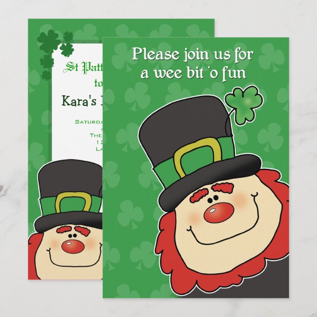 St Patrick's Day Leprechaun Baby shower Invitation (Devant / Derrière)