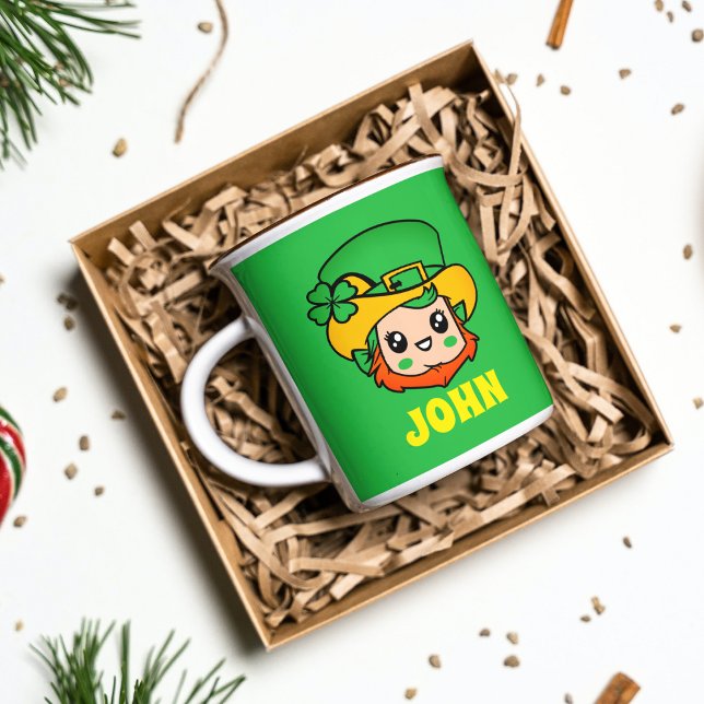 St. Patrick's Day Leprechaun Custom Kids Green Mug (Créateur téléchargé)