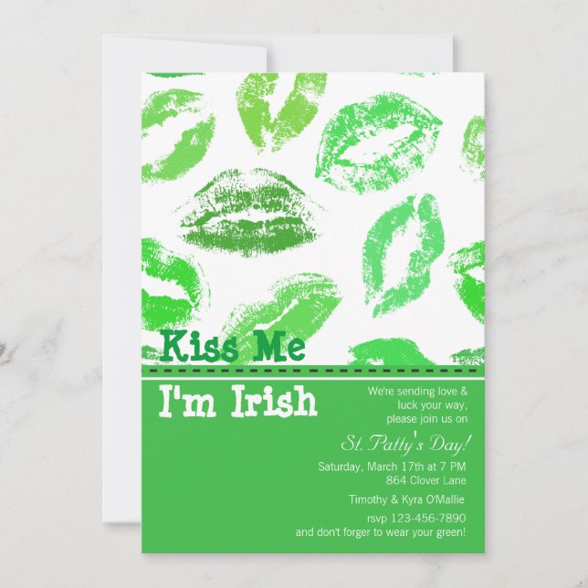 St. Patrick's Day Lips Invitation (Devant)