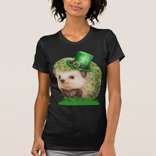 St. Patrick's Day mignon Hérisson T-shirt noir (Devant)