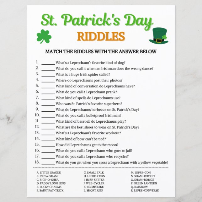 St. Patrick's Day Riddles Game (Devant)