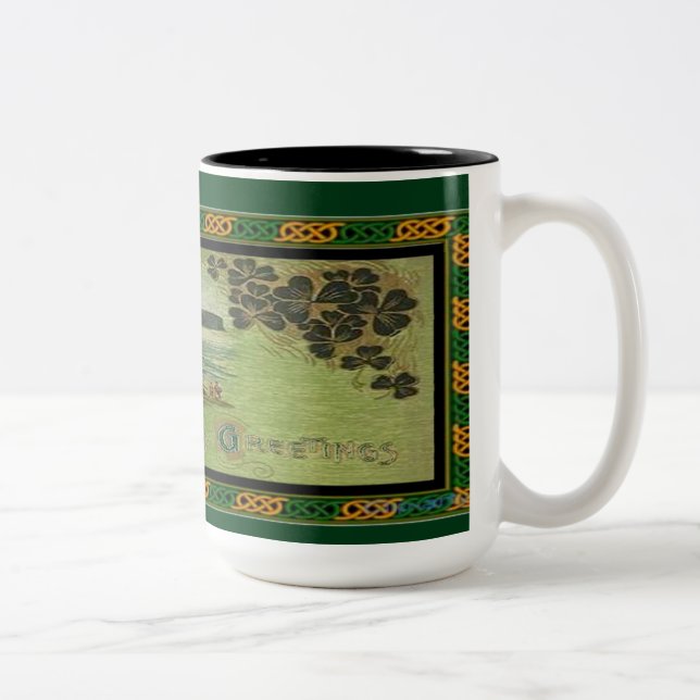 St. Patrick's Day salue Celtic Knot Border Mug (Droit)