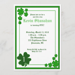 St. Patrick's Day Shamrock Anniversaire Invitation