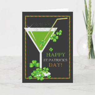 St.Patricks Day Shamrock Cocktail Carte de voeux