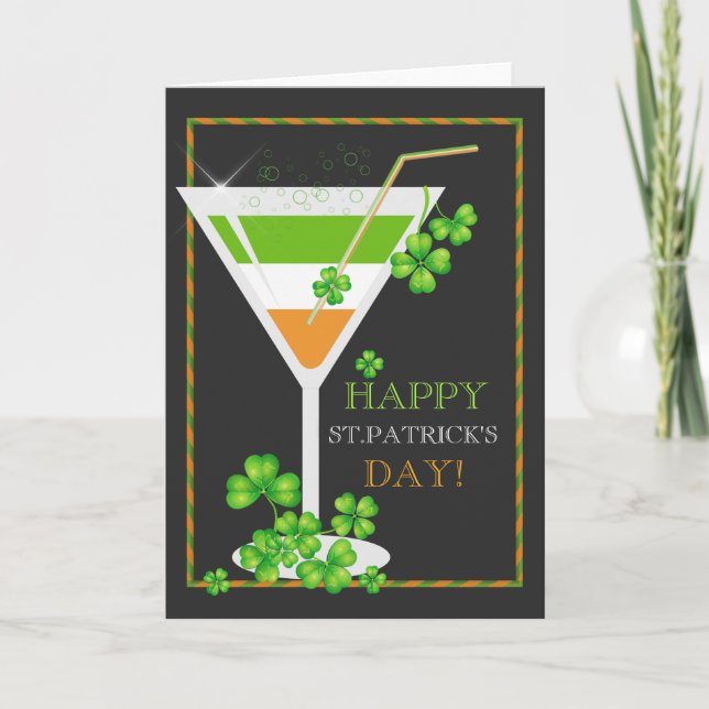 St.Patricks Day Shamrock Cocktail Carte de voeux (Devant)