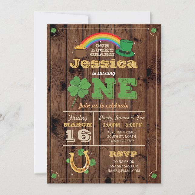 St. Patricks Jour 1er Anniversaire Fête Invitation (Devant)
