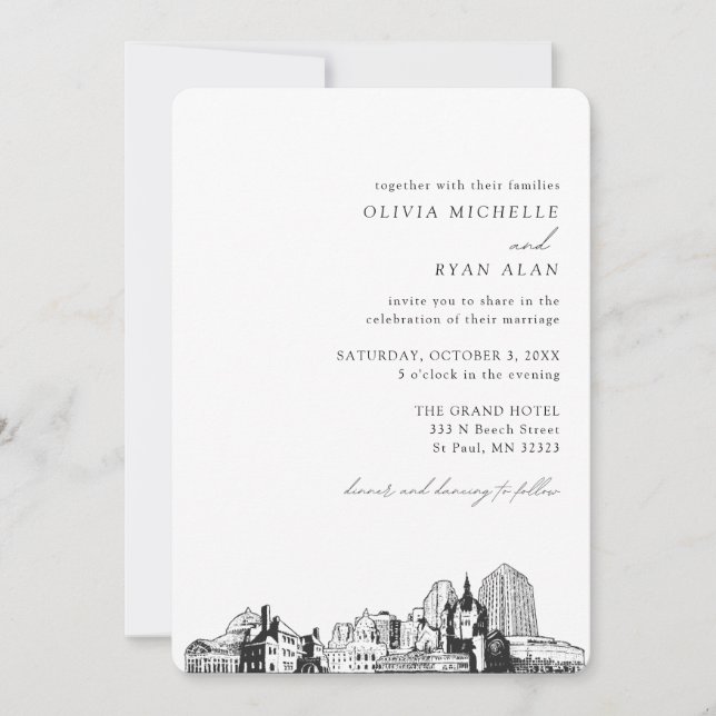 St. Paul Mariage Élégant Skyline Invitation (Devant)