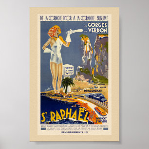 St Raphaël France Affiche Vintage 1930s