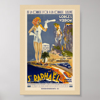 St Raphaël France Affiche Vintage 1930s
