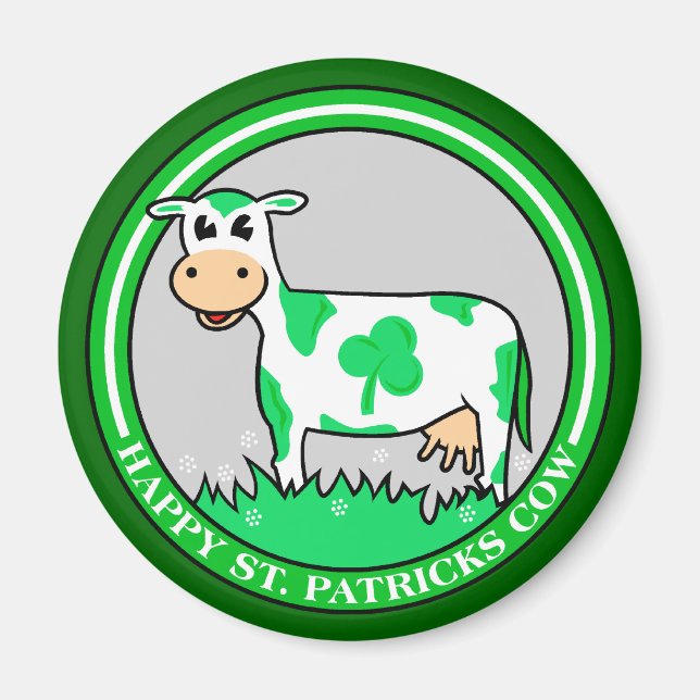 ST. Saint Patrick's Day Vache Magnet Shamrock (Devant)