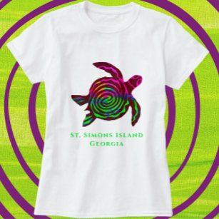 St. Simons Island GA Tortue de mer colorée T-shirt
