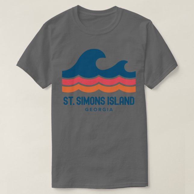 St Simons Island Géorgie Vague Vintage TShirt (Design devant)