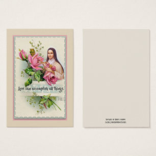 St Therese la carte sainte de petit de fleur rose
