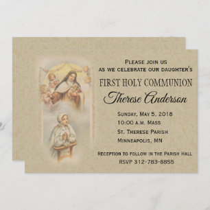 St. Therese première communion sainte Invitations