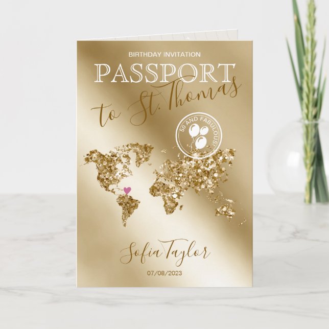 St. Thomas 50 et carte fabuleuse du passeport d'an (Devant)